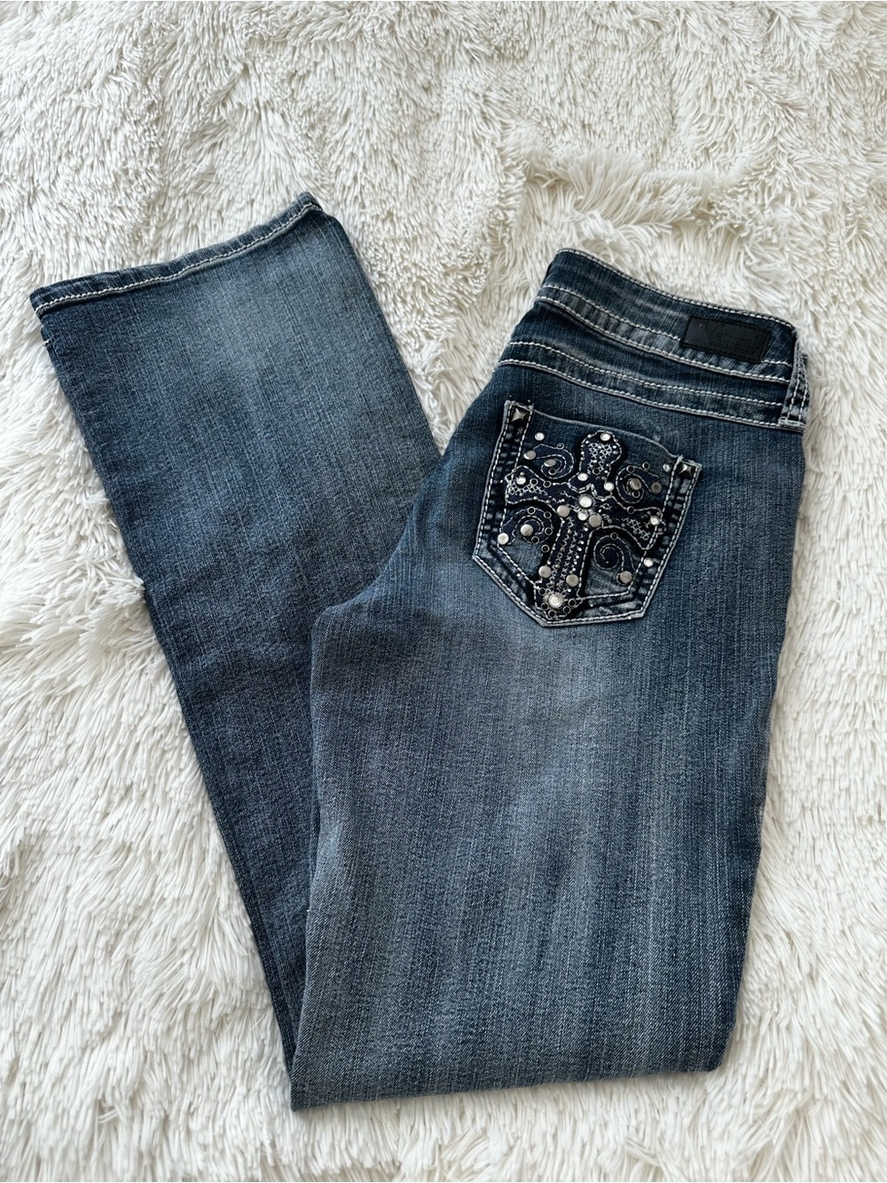 Natural Reflections Embellished Cross Pocket Bootcut Jeans Women’s Size 2 Rodeo